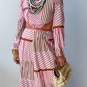 Striped Pink and Brown Dress